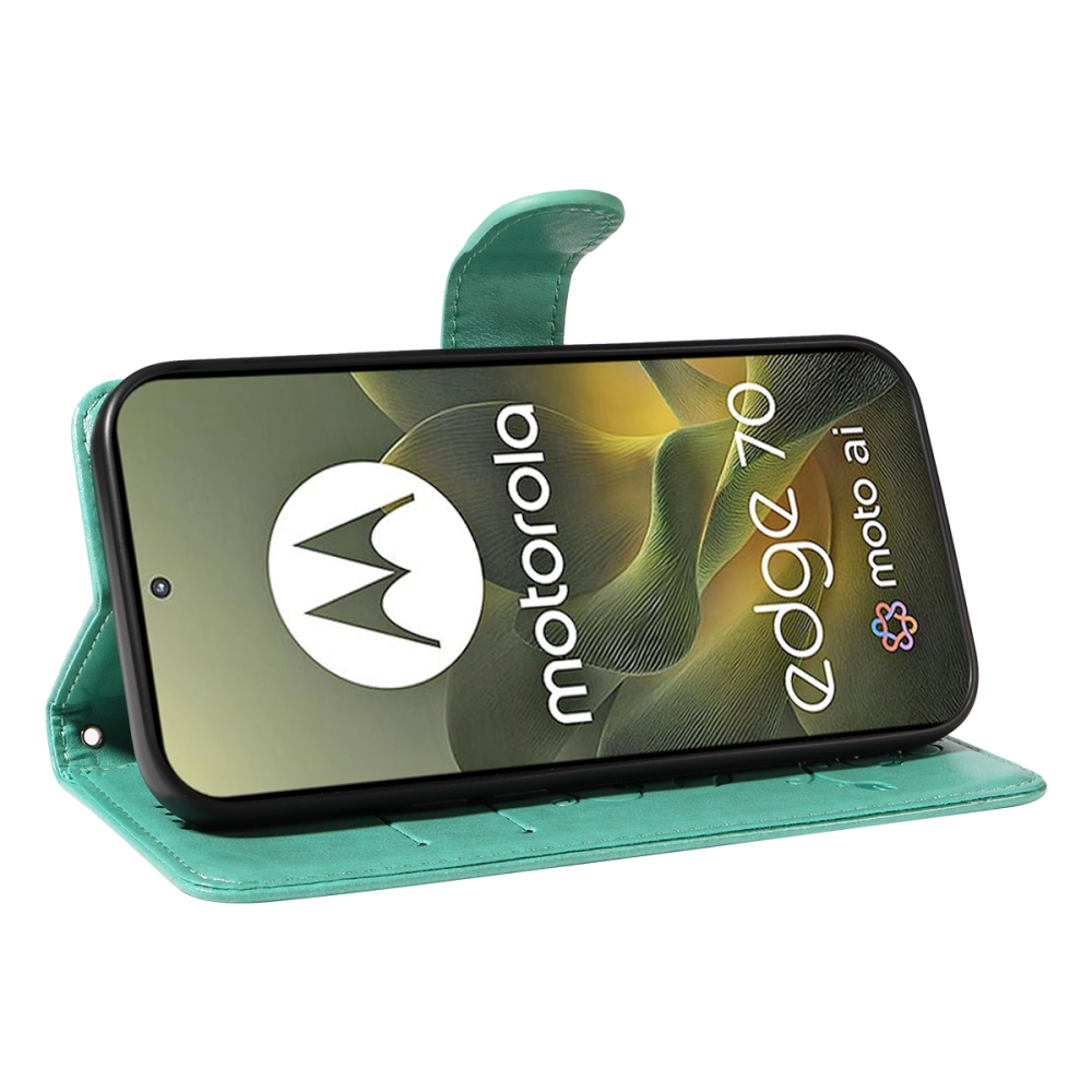Flowers knížkové pouzdro na Motorola Edge 70 5G - modrozelené