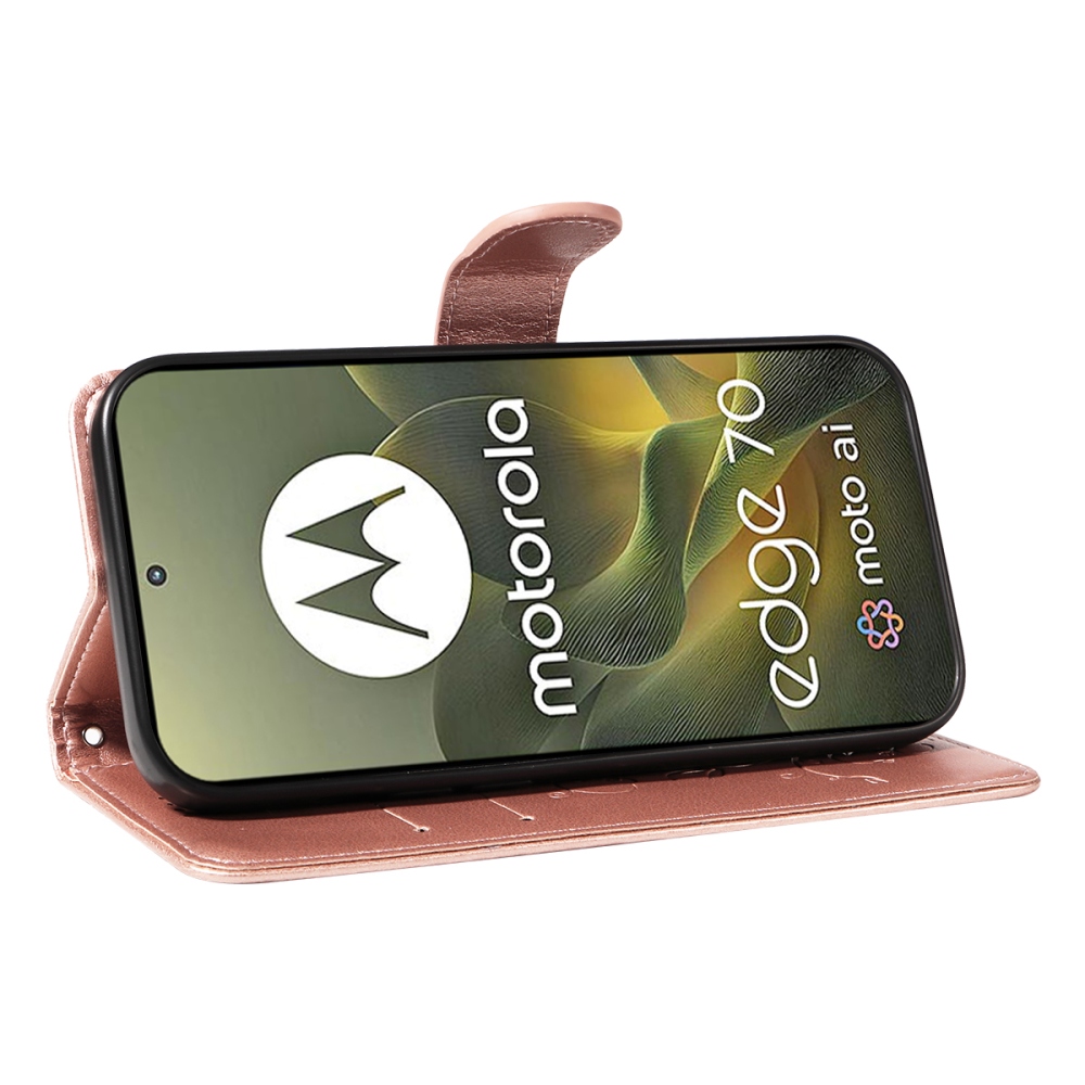 Flowers knížkové pouzdro na Motorola Edge 70 5G - růžovozlaté