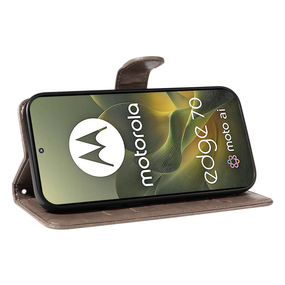 Flowers knížkové pouzdro na Motorola Edge 70 5G - šedé