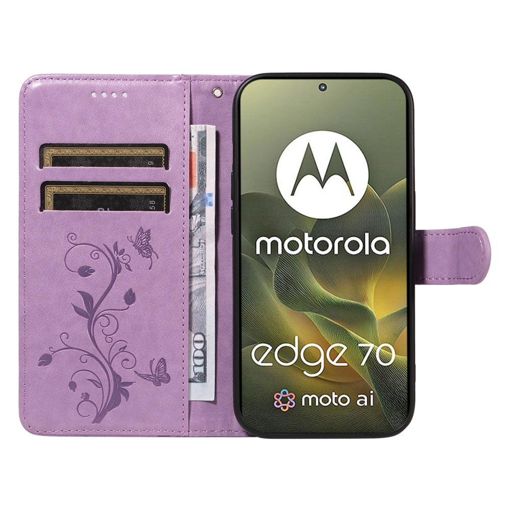 Flowers knížkové pouzdro na Motorola Edge 70 5G - světlefialové