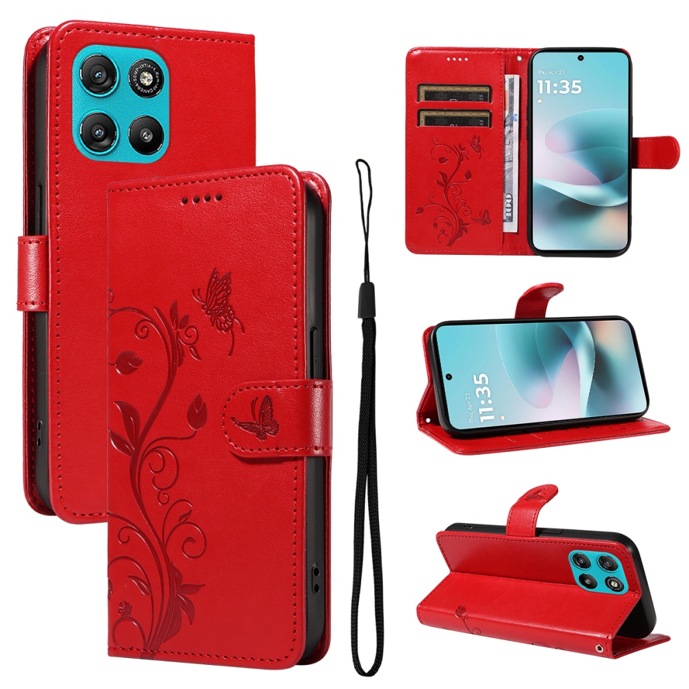 Flowers knížkové pouzdro na Motorola Moto G57 Power 5G - červené
