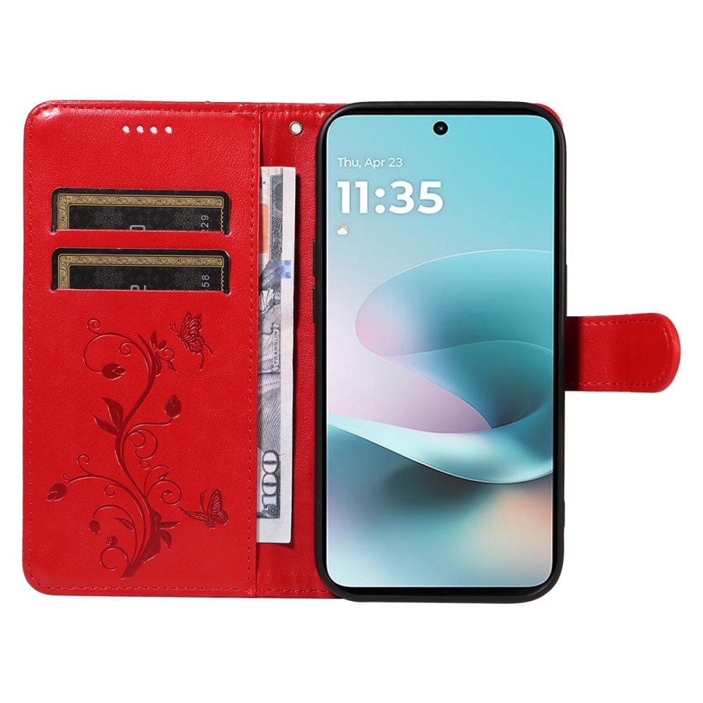 Flowers knížkové pouzdro na Motorola Moto G57 Power 5G - červené
