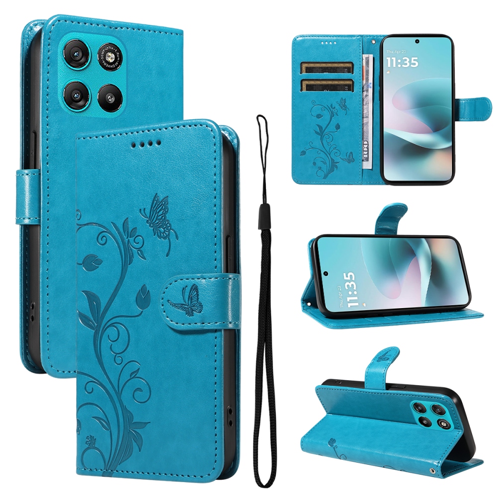 Flowers knížkové pouzdro na Motorola Moto G57 Power 5G - modré