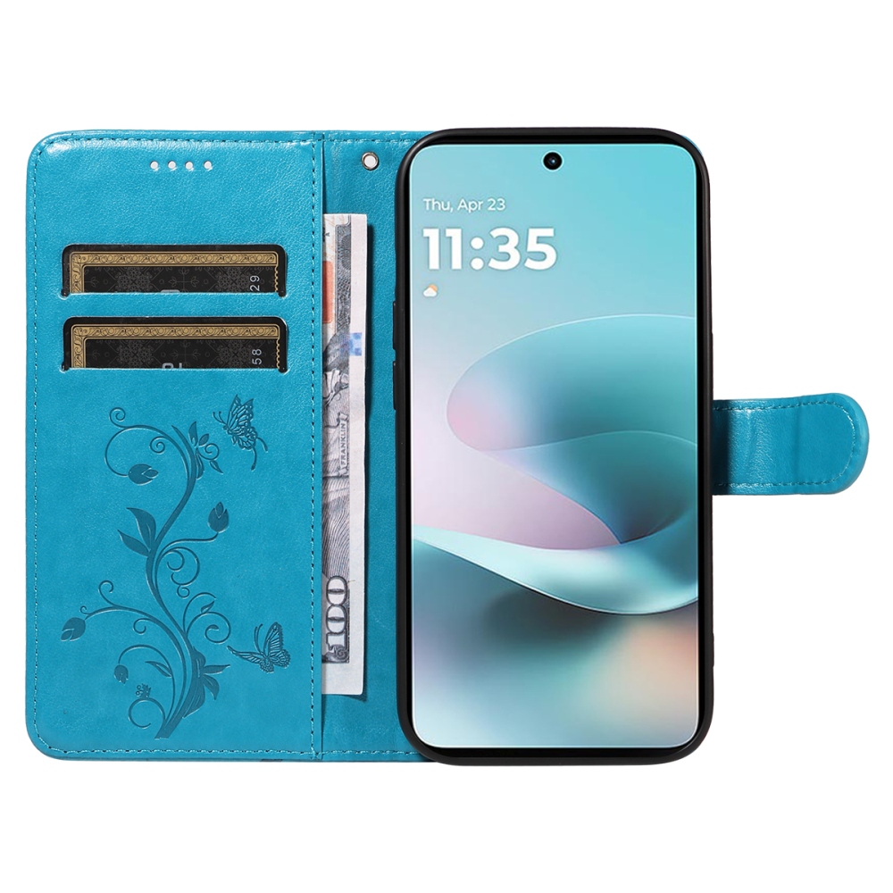 Flowers knížkové pouzdro na Motorola Moto G57 Power 5G - modré
