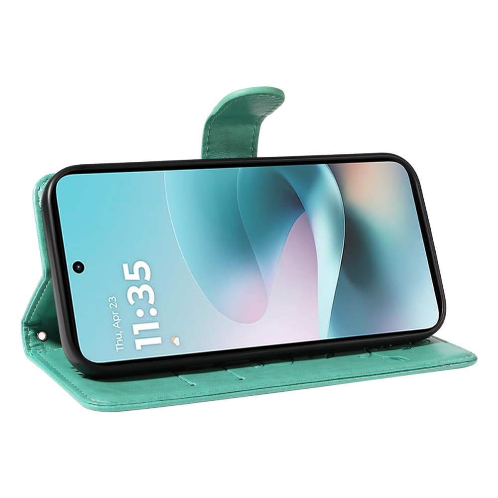 Flowers knížkové pouzdro na Motorola Moto G57 Power 5G - modrozelené