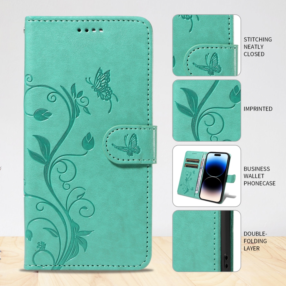 Flowers knížkové pouzdro na Motorola Moto G57 Power 5G - modrozelené