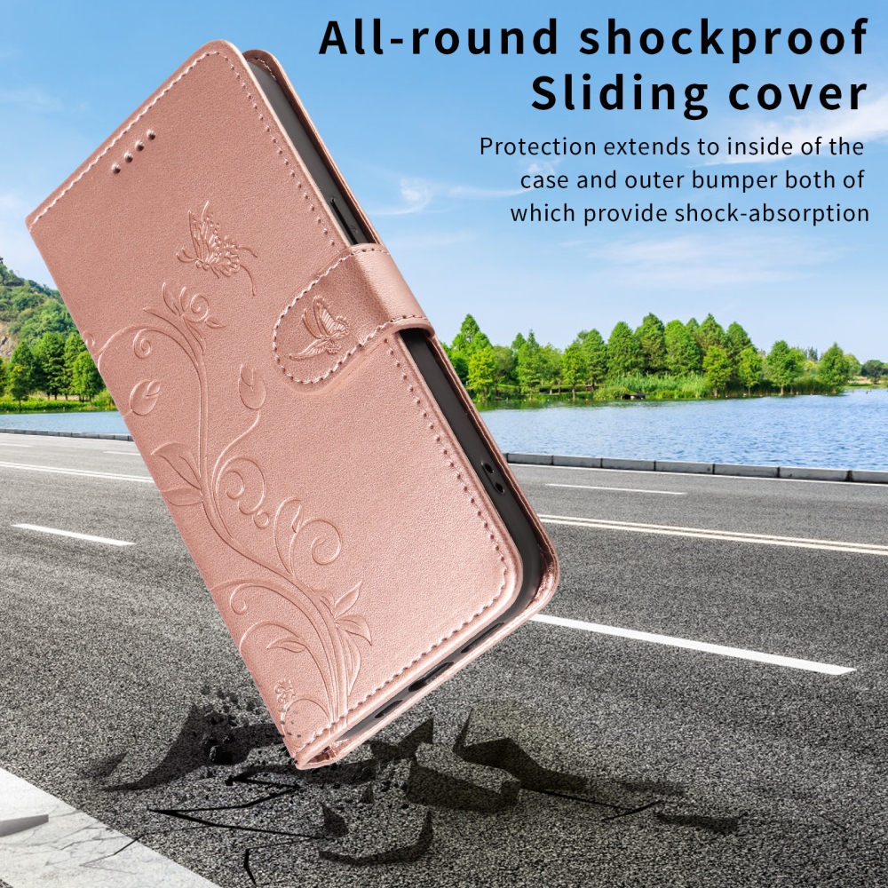 Flowers knížkové pouzdro na Motorola Moto G57 Power 5G - růžovozlaté