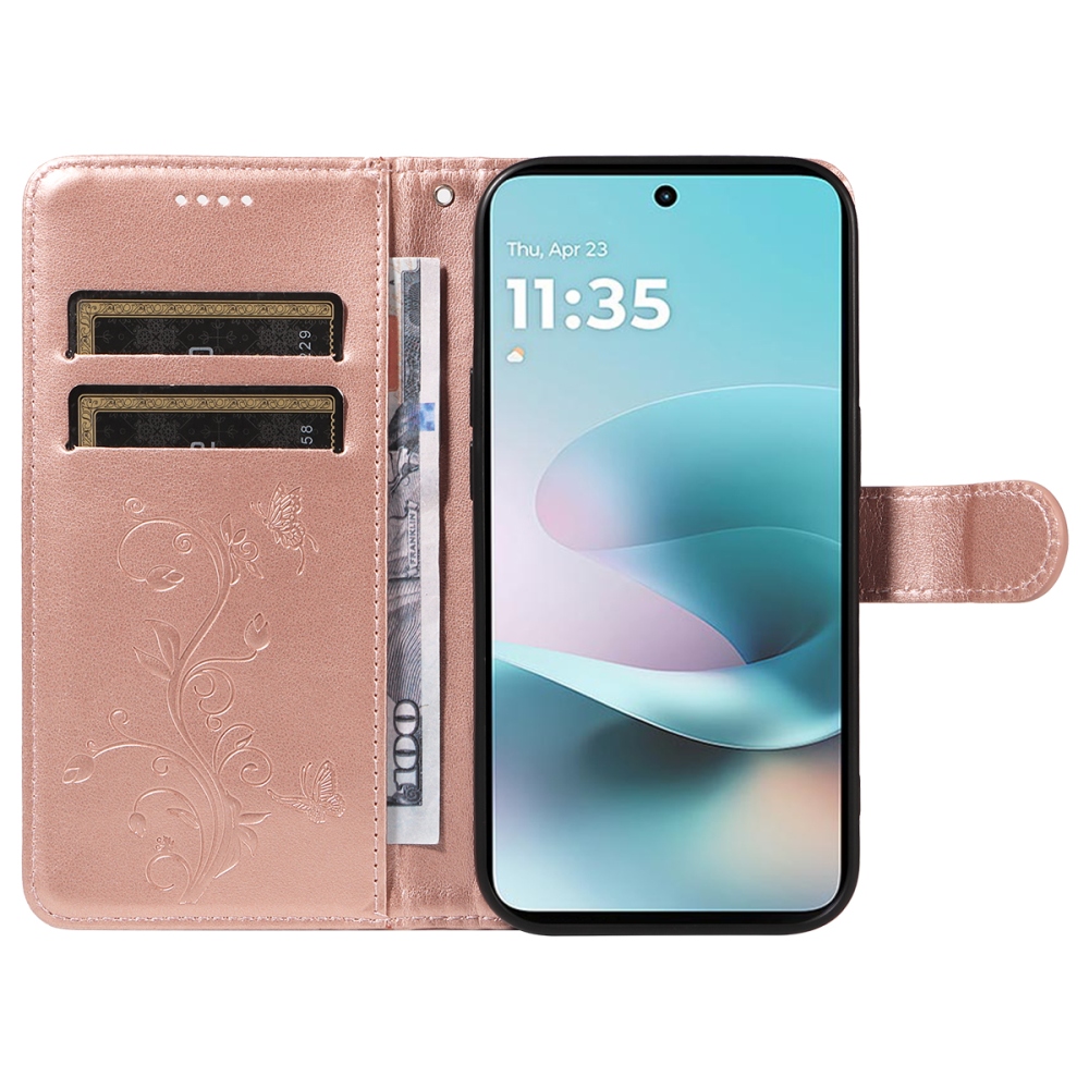 Flowers knížkové pouzdro na Motorola Moto G57 Power 5G - růžovozlaté
