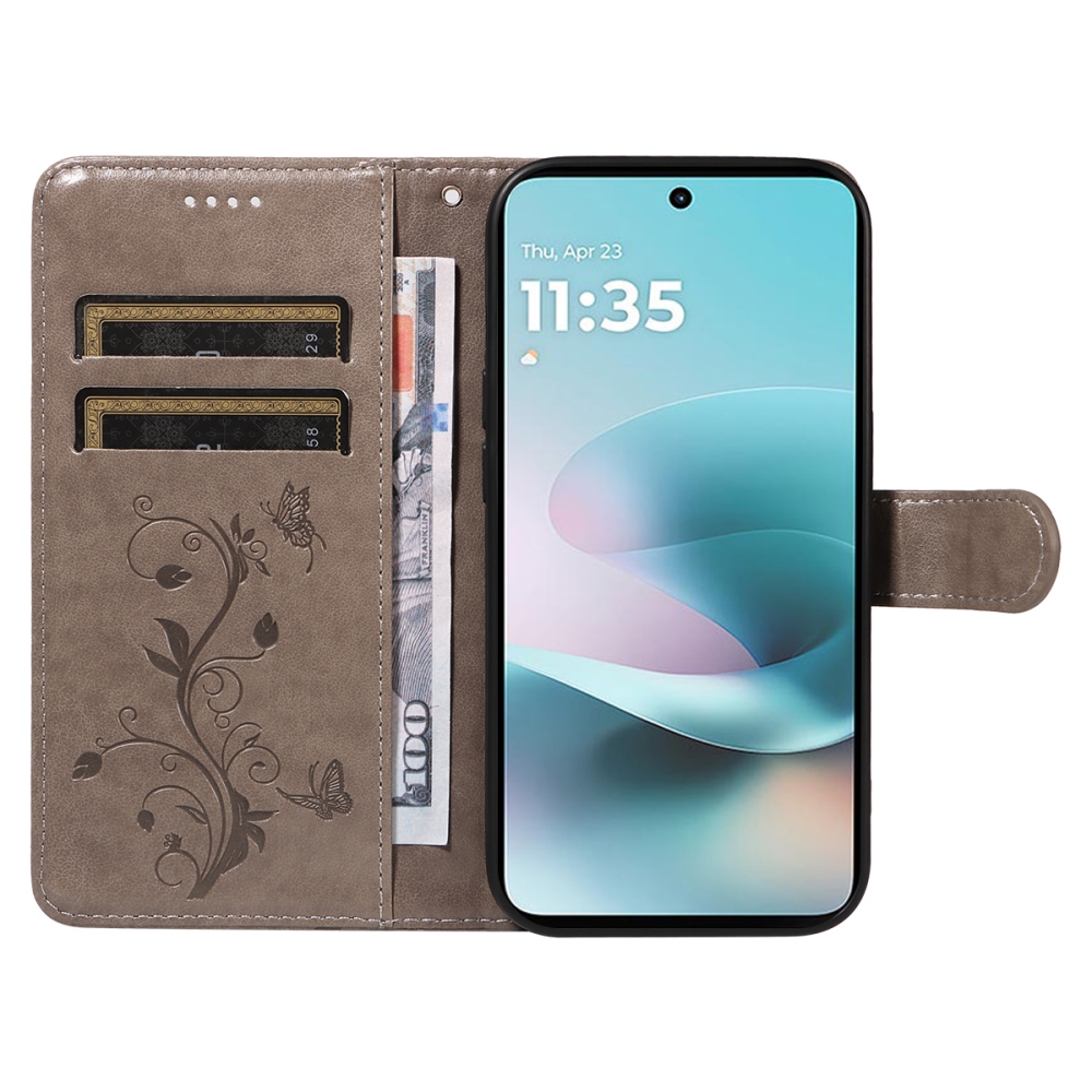 Flowers knížkové pouzdro na Motorola Moto G57 Power 5G - šedé