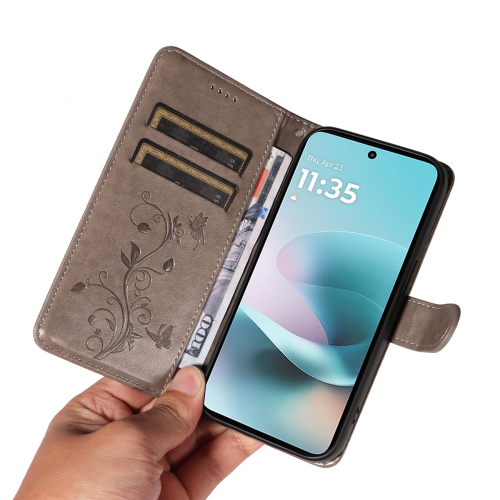 Flowers knížkové pouzdro na Motorola Moto G57 Power 5G - šedé