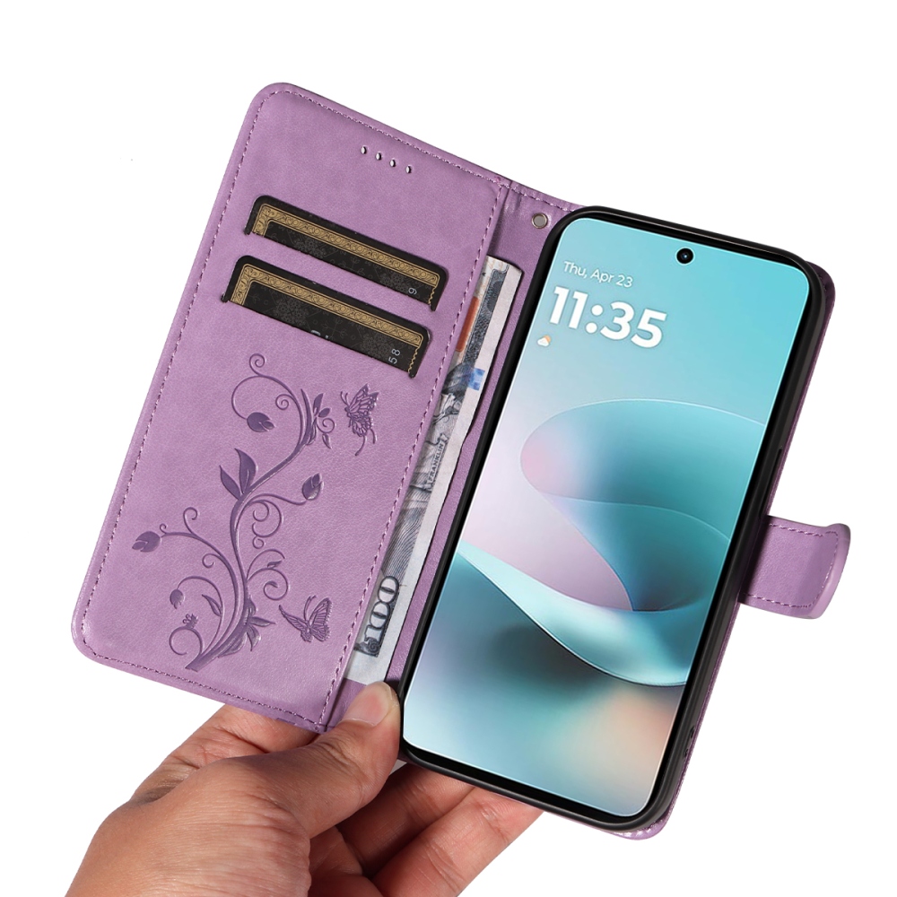 Flowers knížkové pouzdro na Motorola Moto G57 Power 5G - světlefialové