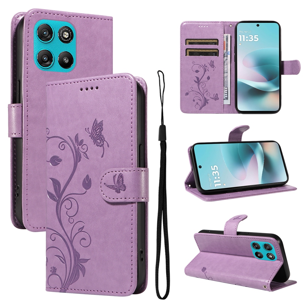 Flowers knížkové pouzdro na Motorola Moto G57 Power 5G - světlefialové