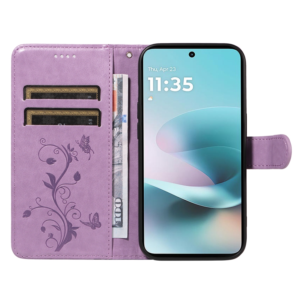 Flowers knížkové pouzdro na Motorola Moto G57 Power 5G - světlefialové