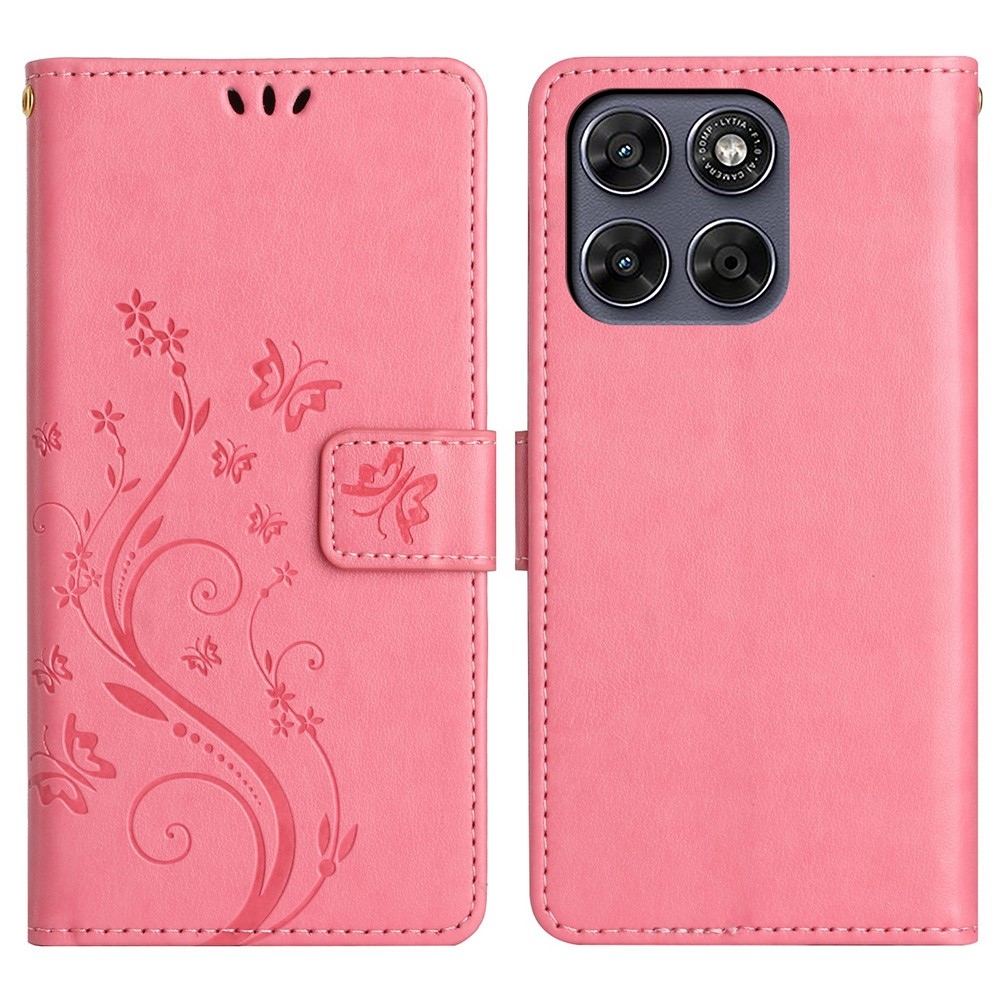 Flowers knížkové pouzdro na Motorola Moto G87 5G/G77 5G/G67 5G - růžové