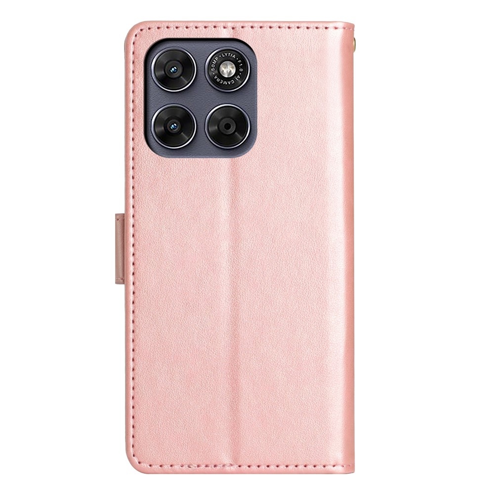 Flowers knížkové pouzdro na Motorola Moto G87 5G/G77 5G/G67 5G - růžovozlaté