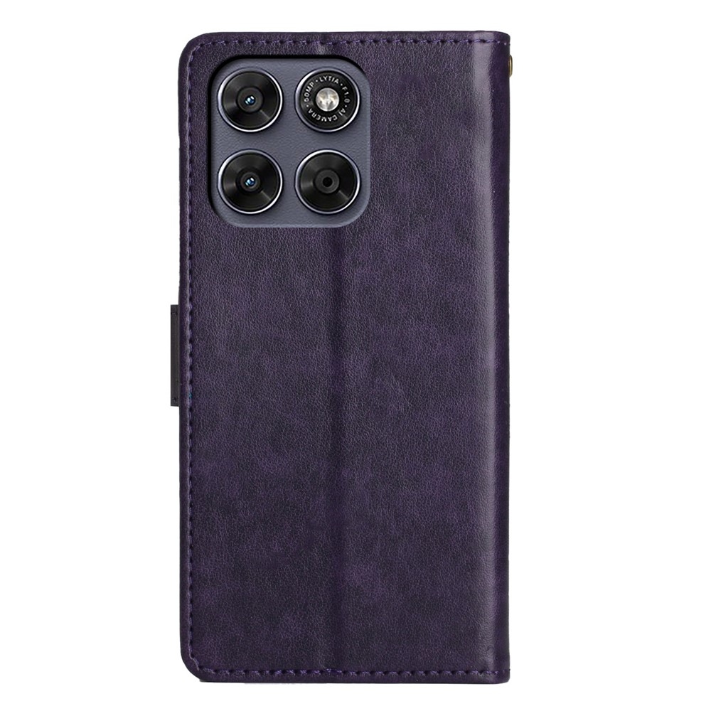 Flowers knížkové pouzdro na Motorola Moto G87 5G/G77 5G/G67 5G - tmavěfialové