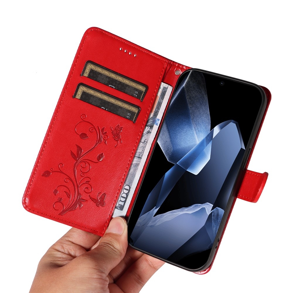 Flowers knížkové pouzdro na OnePlus 13 - červené