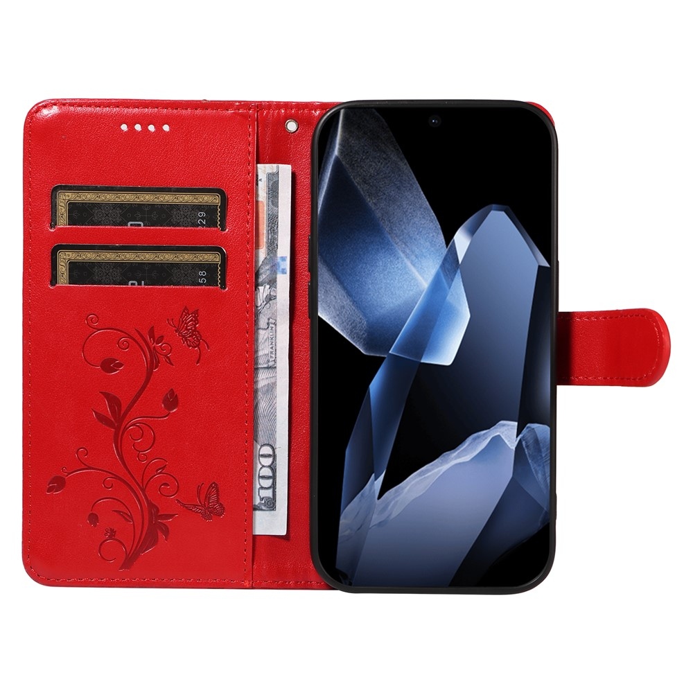Flowers knížkové pouzdro na OnePlus 13 - červené