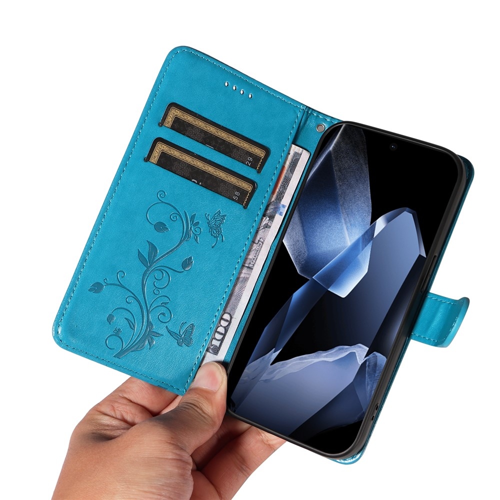 Flowers knížkové pouzdro na OnePlus 13 - modré