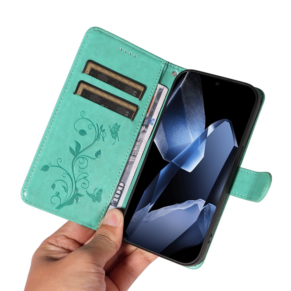 Flowers knížkové pouzdro na OnePlus 13 - modrozelené