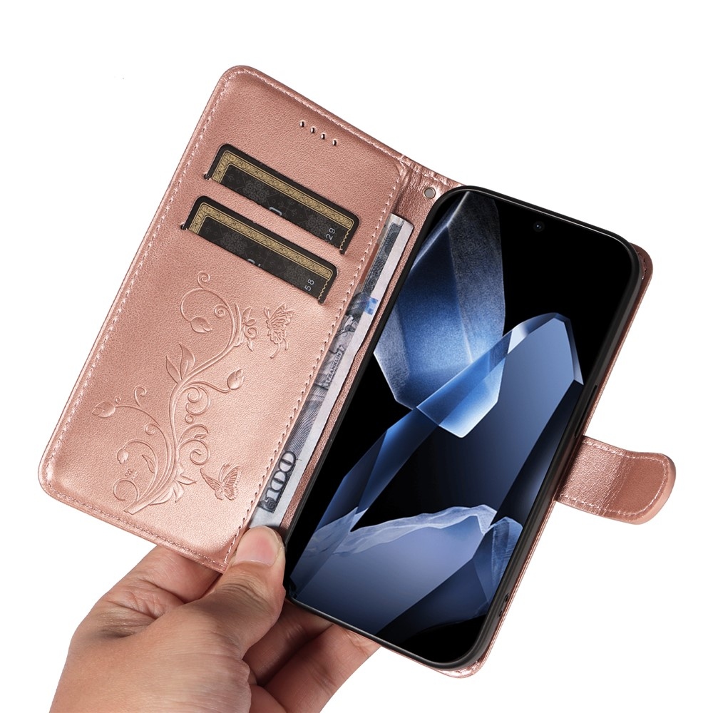 Flowers knížkové pouzdro na OnePlus 13 - růžovozlaté