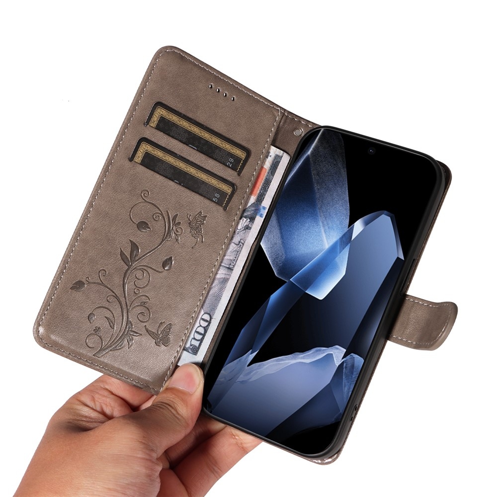 Flowers knížkové pouzdro na OnePlus 13 - šedé