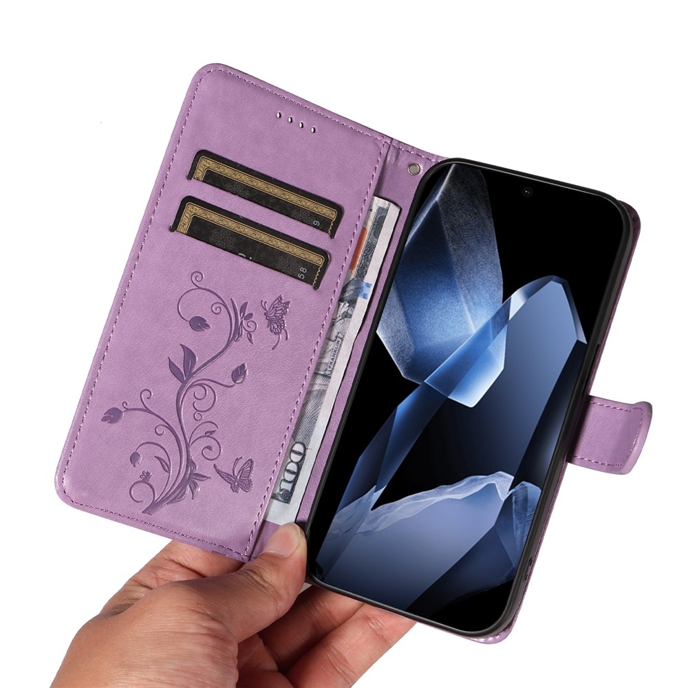 Flowers knížkové pouzdro na OnePlus 13 - světlefialové