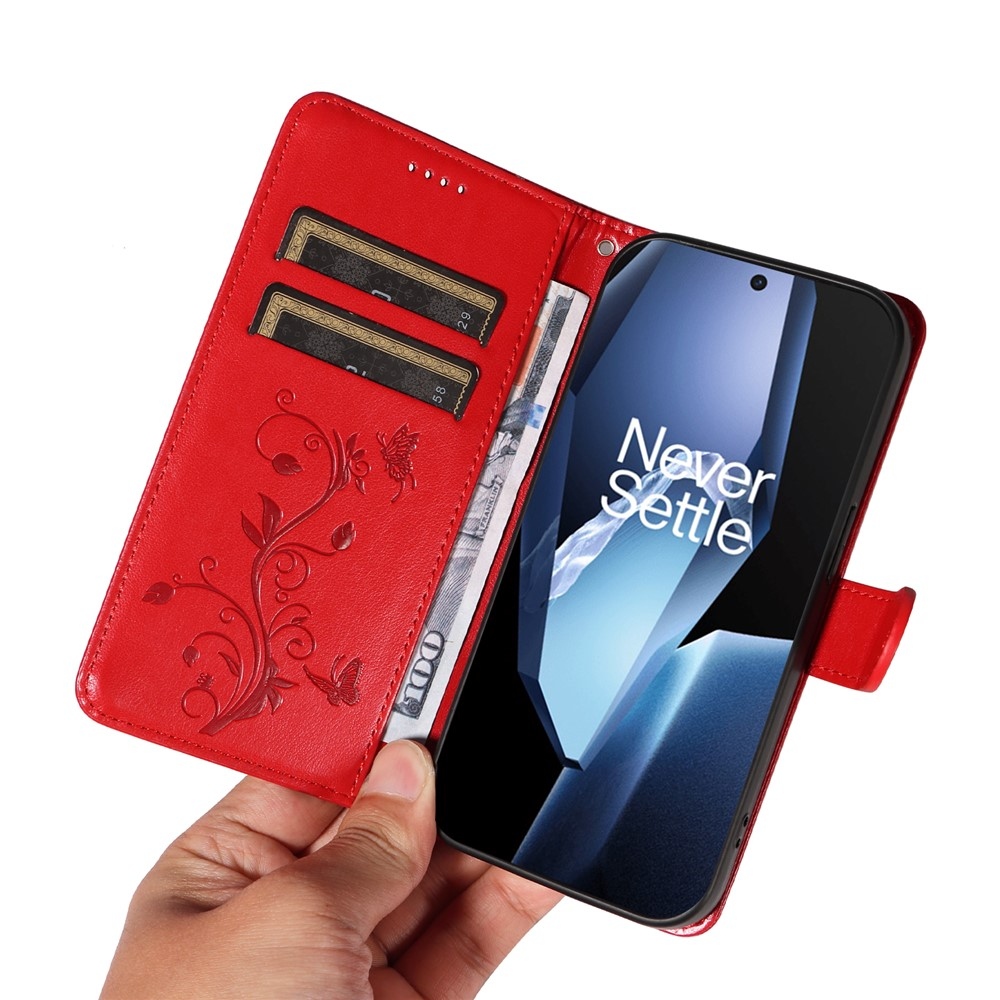 Flowers knížkové pouzdro na OnePlus 13R 5G - červené