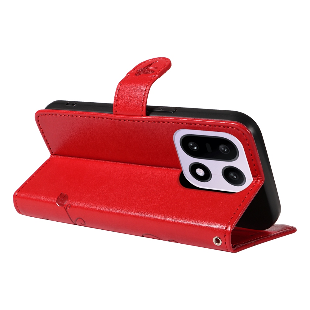 Flowers knížkové pouzdro na OnePlus 15 5G - červené