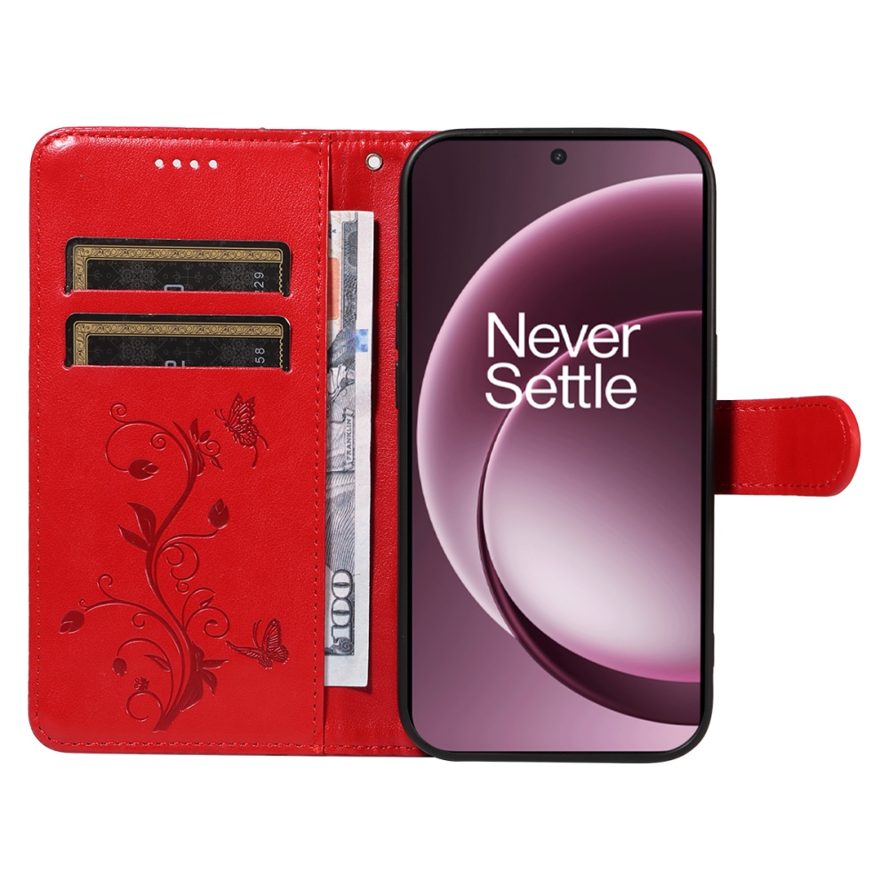 Flowers knížkové pouzdro na OnePlus 15 5G - červené