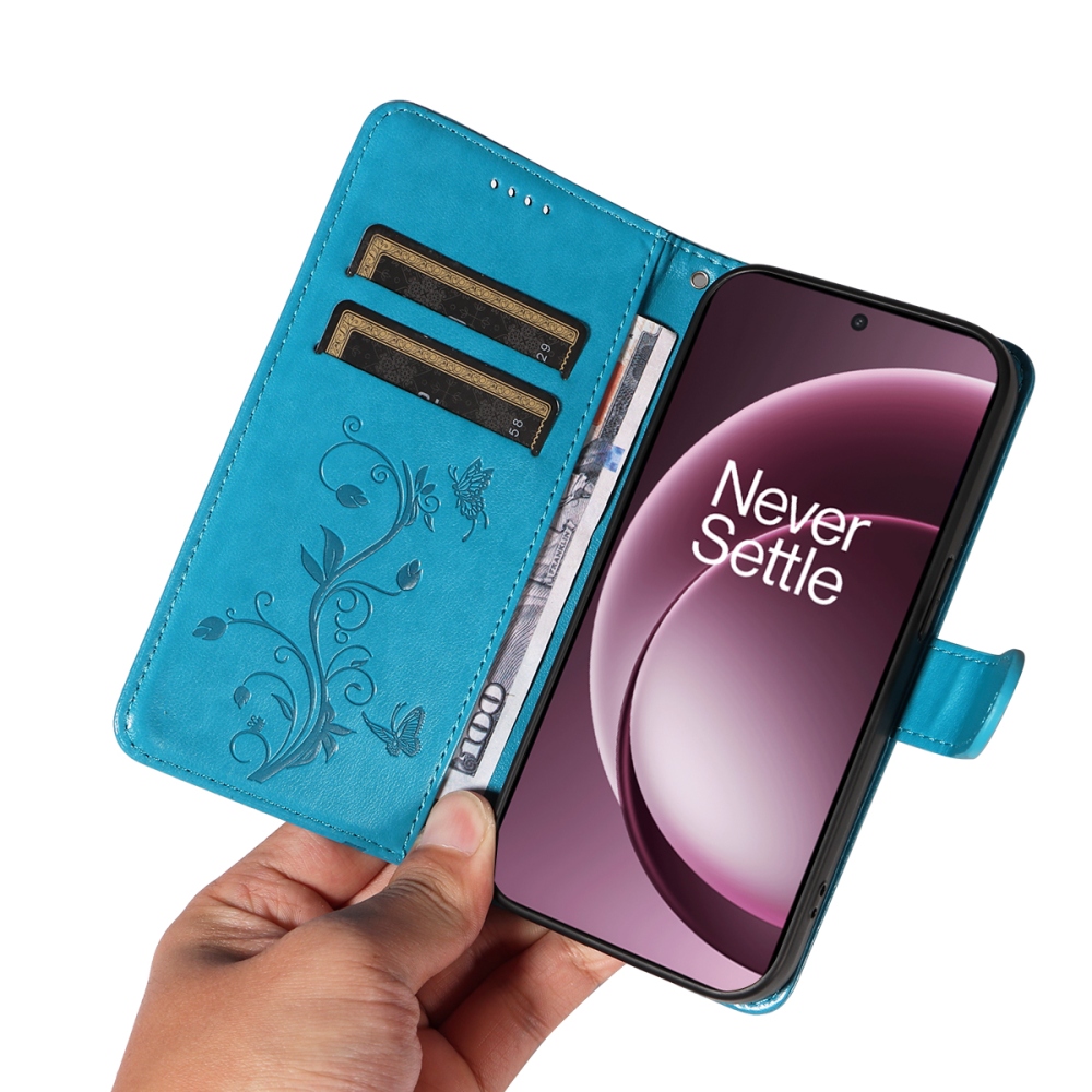 Flowers knížkové pouzdro na OnePlus 15 5G - modré