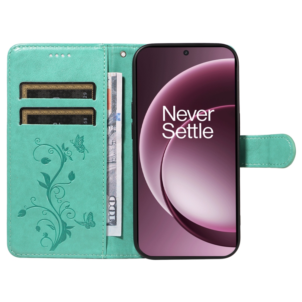 Flowers knížkové pouzdro na OnePlus 15 5G - modrozelené