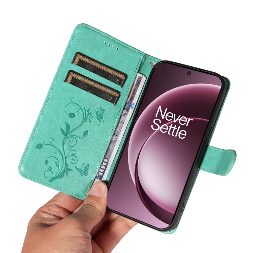 Flowers knížkové pouzdro na OnePlus 15 5G - modrozelené