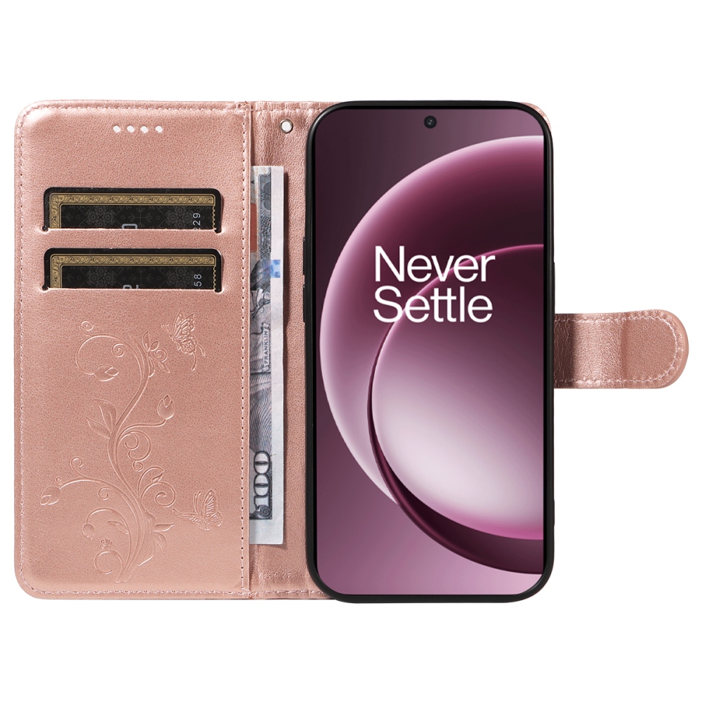 Flowers knížkové pouzdro na OnePlus 15 5G - růžovozlaté