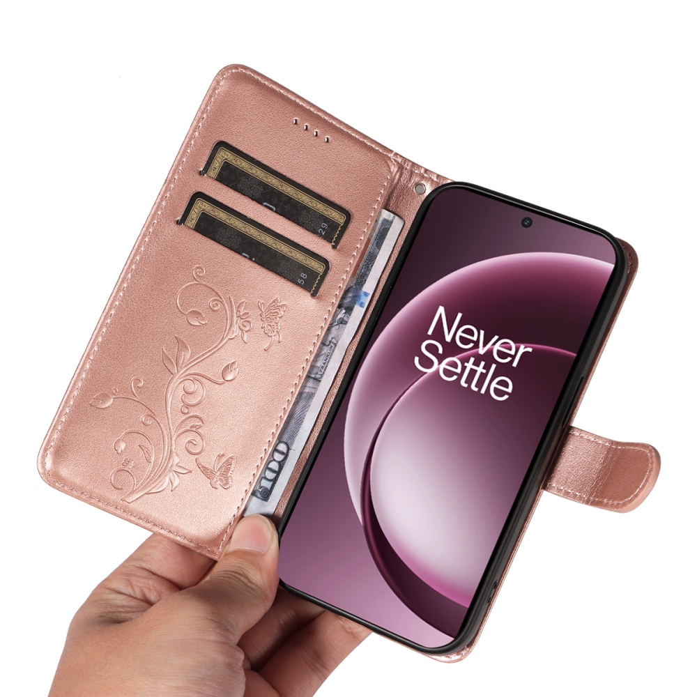 Flowers knížkové pouzdro na OnePlus 15 5G - růžovozlaté