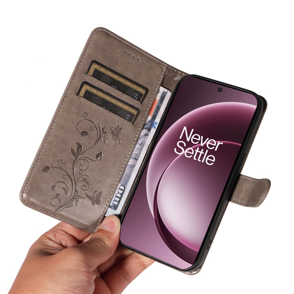 Flowers knížkové pouzdro na OnePlus 15 5G - šedé