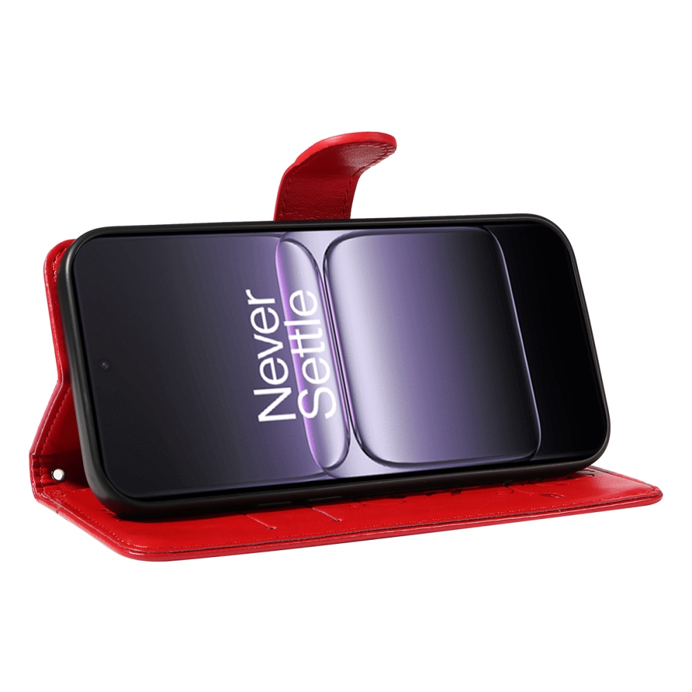 Flowers knížkové pouzdro na OnePlus Nord 5 5G - červené