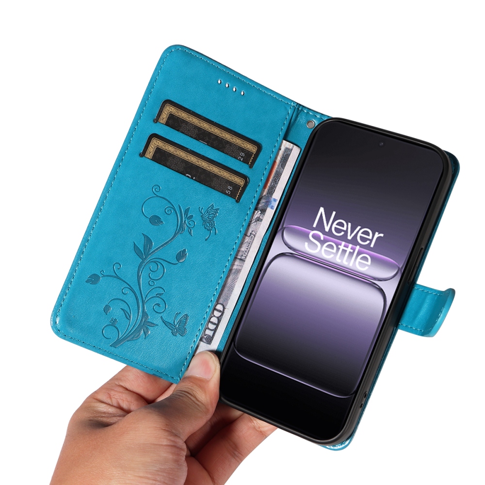 Flowers knížkové pouzdro na OnePlus Nord 5 5G - modré