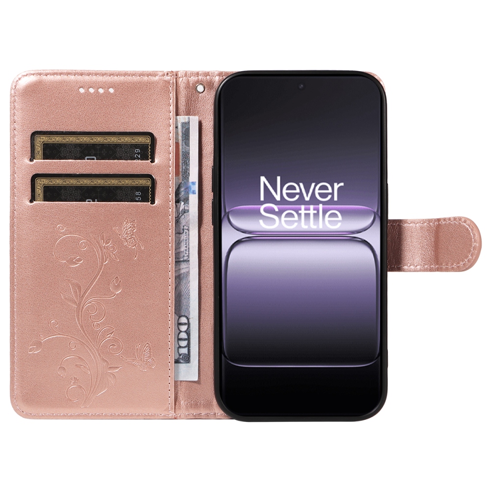 Flowers knížkové pouzdro na OnePlus Nord 5 5G - růžovozlaté