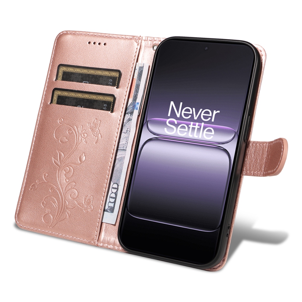Flowers knížkové pouzdro na OnePlus Nord 5 5G - růžovozlaté