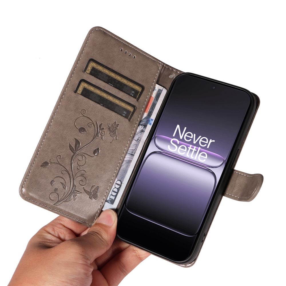 Flowers knížkové pouzdro na OnePlus Nord 5 5G - šedé