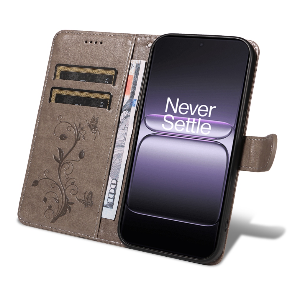 Flowers knížkové pouzdro na OnePlus Nord 5 5G - šedé