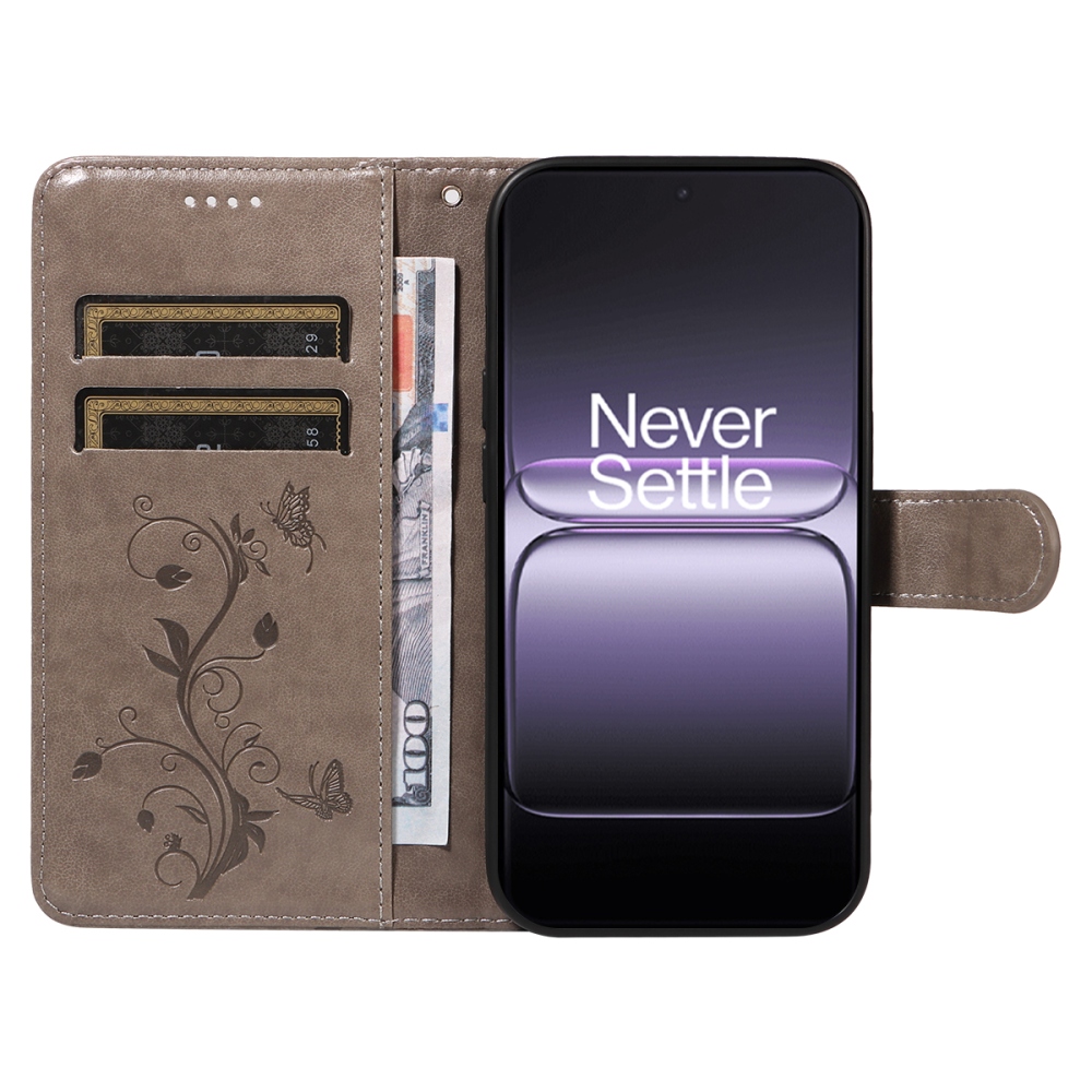 Flowers knížkové pouzdro na OnePlus Nord 5 5G - šedé