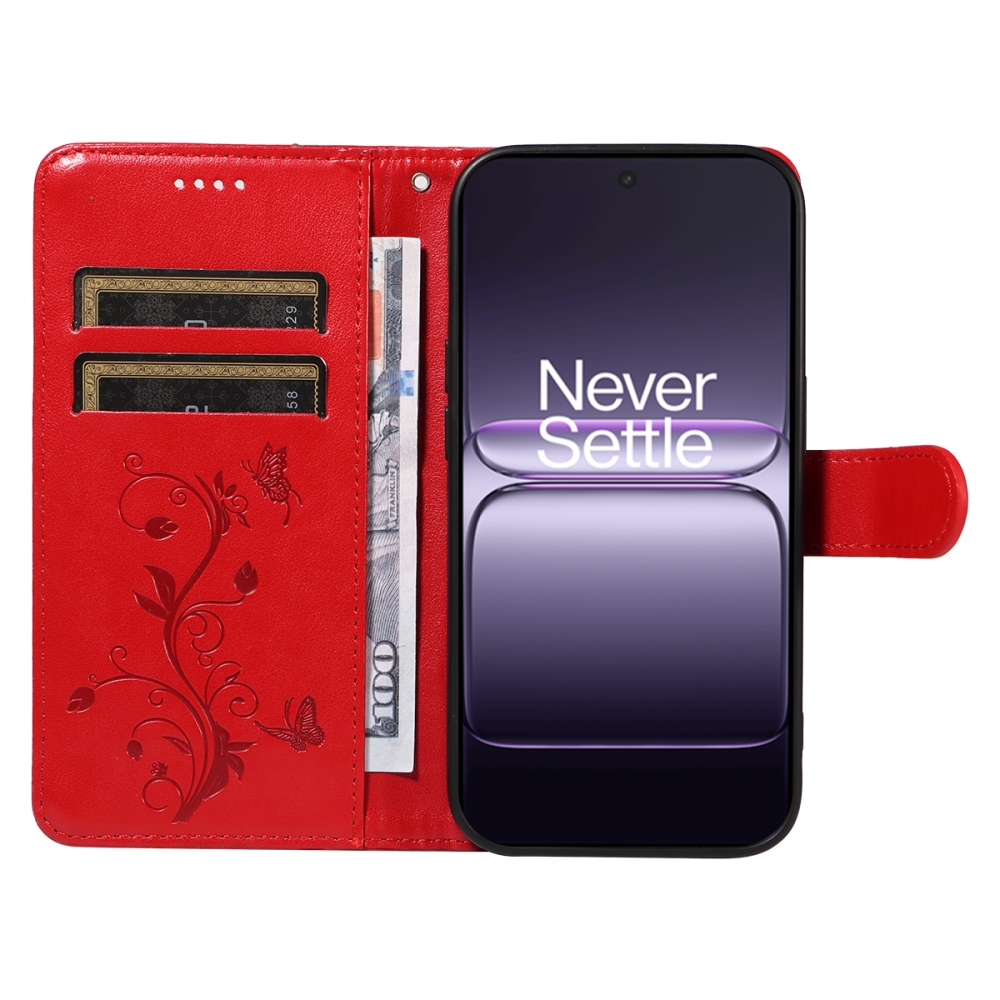 Flowers knížkové pouzdro na OnePlus Nord CE5 5G - červené