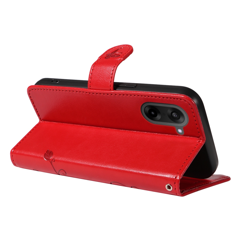 Flowers knížkové pouzdro na OnePlus Nord CE5 5G - červené