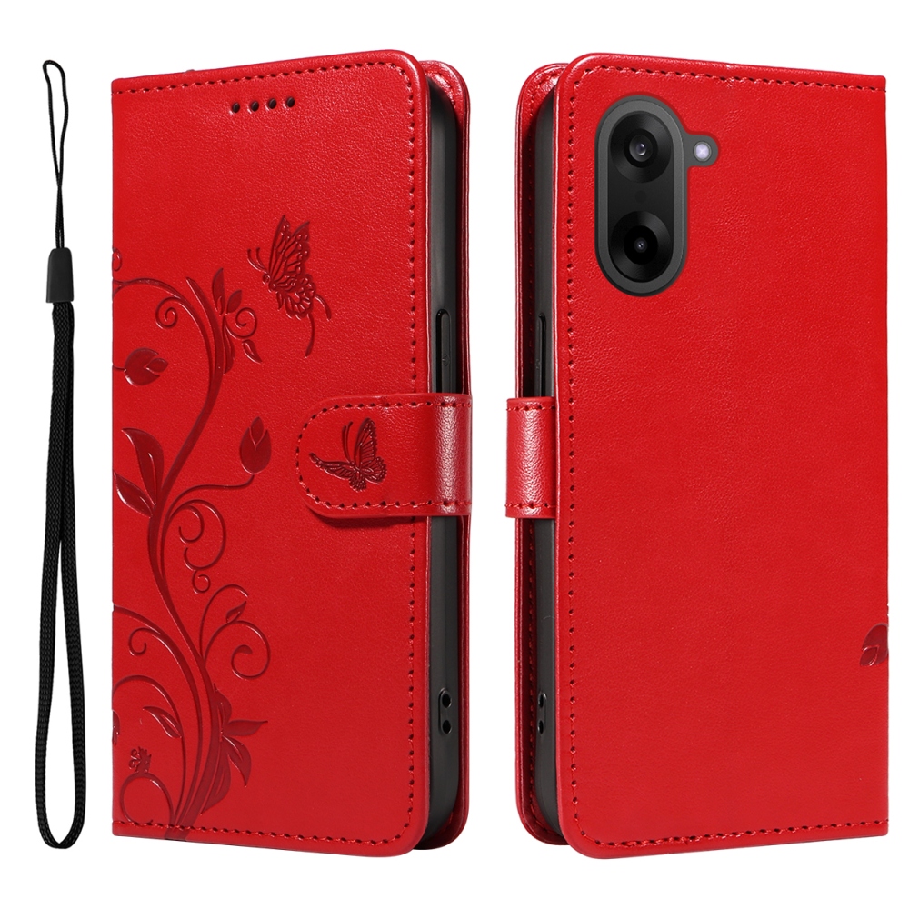 Flowers knížkové pouzdro na OnePlus Nord CE5 5G - červené