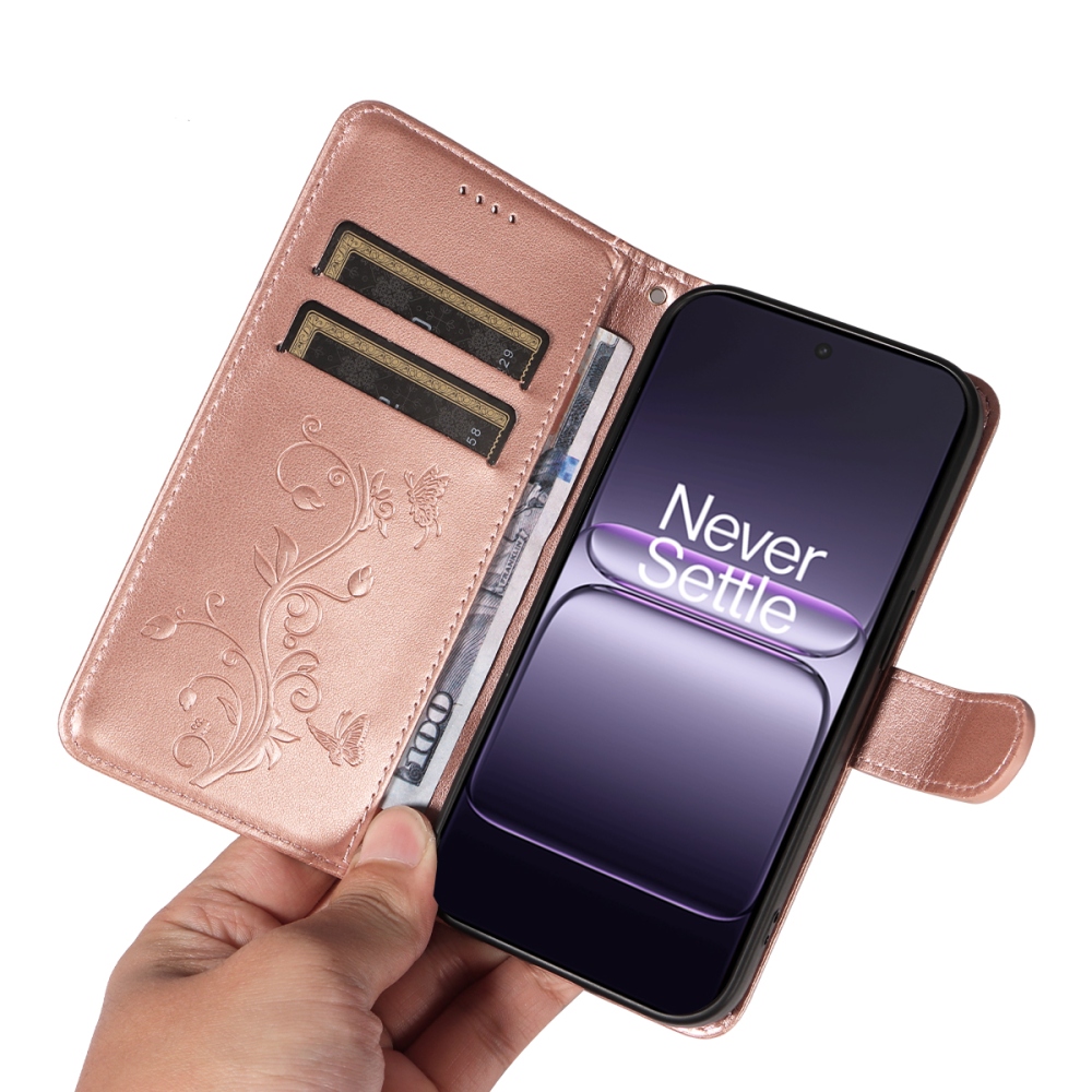 Flowers knížkové pouzdro na OnePlus Nord CE5 5G - růžovozlaté