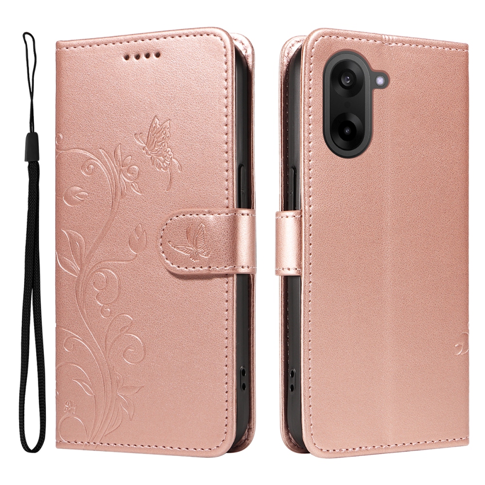 Flowers knížkové pouzdro na OnePlus Nord CE5 5G - růžovozlaté