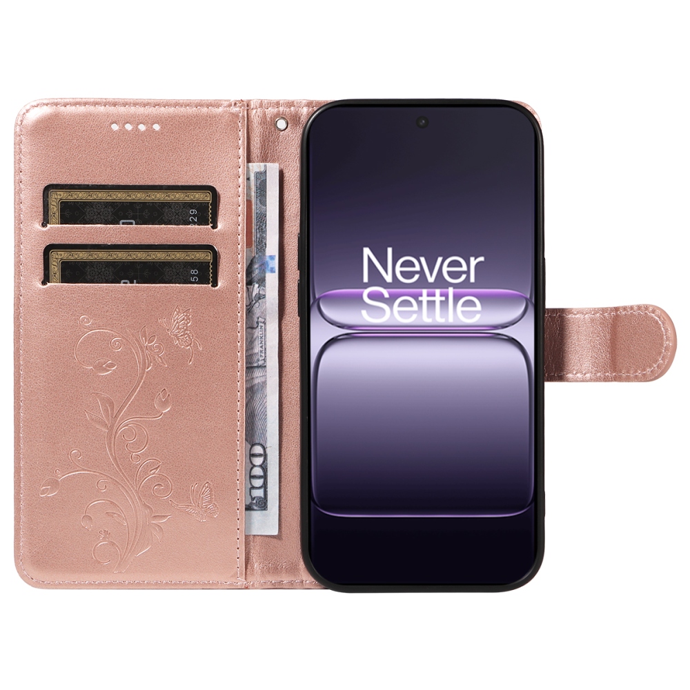 Flowers knížkové pouzdro na OnePlus Nord CE5 5G - růžovozlaté