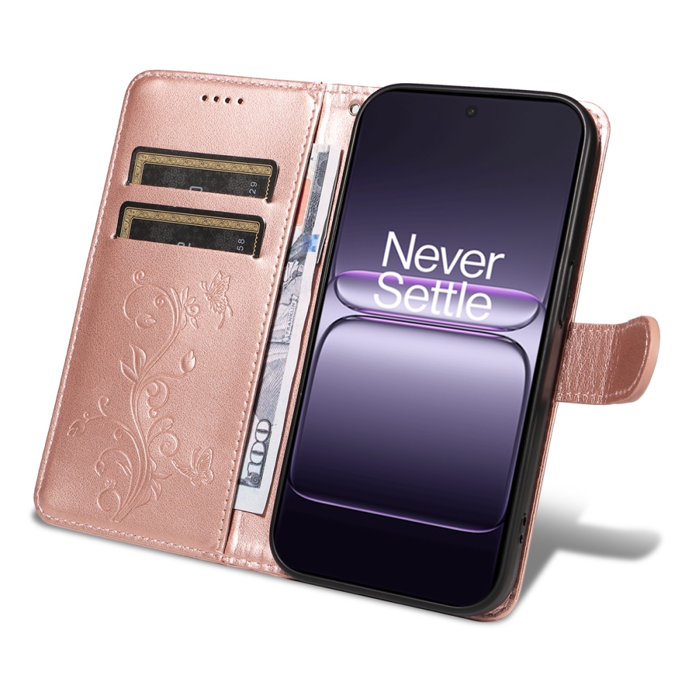 Flowers knížkové pouzdro na OnePlus Nord CE5 5G - růžovozlaté